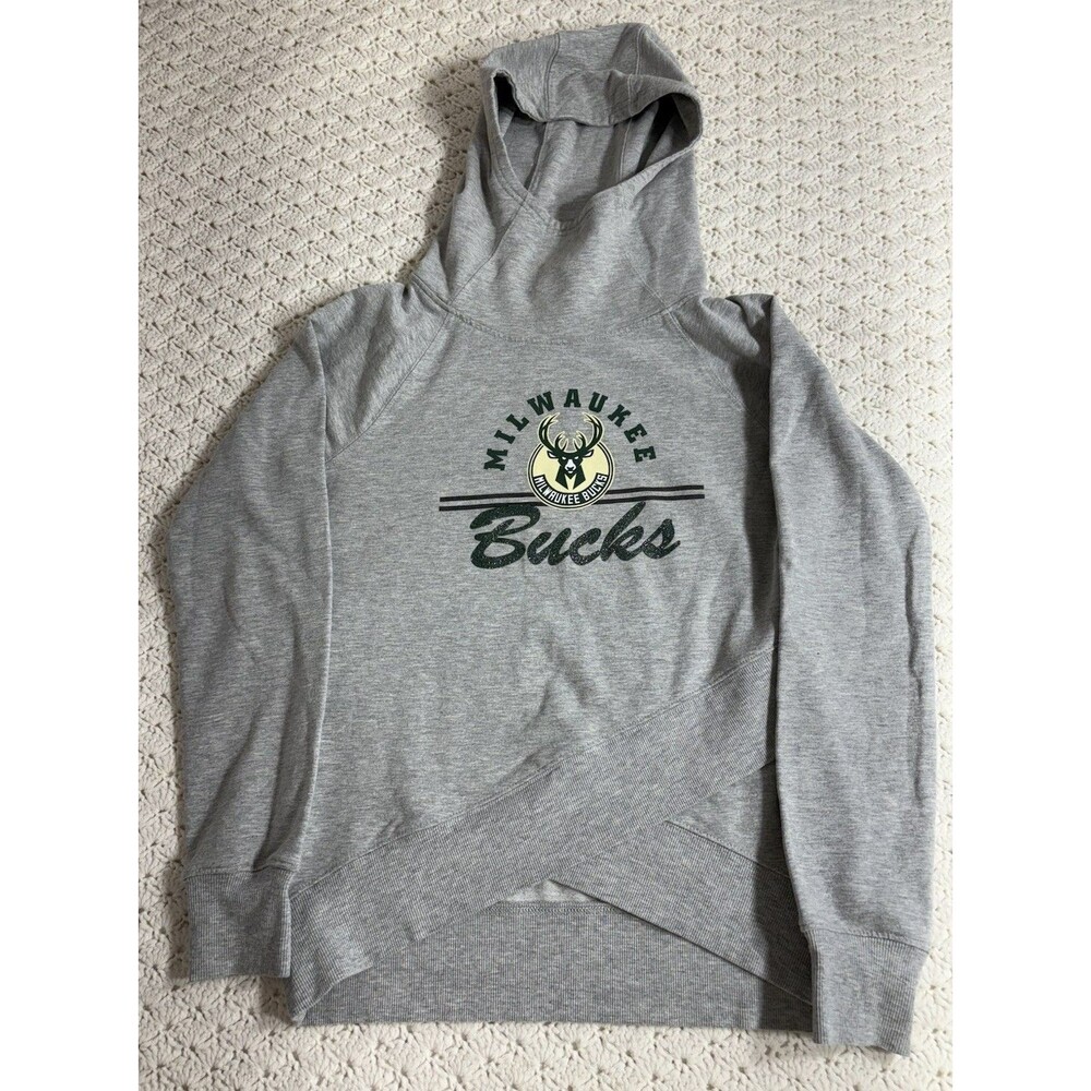 Outerstuff Youth NBA Milwaukee Bucks Pullover Gray Hoodie Girls Large 14